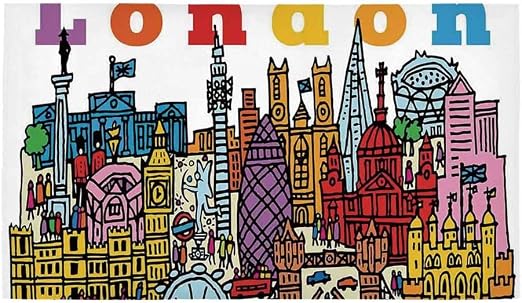 C COABALLA London Alfombra de baño Rectangular, Estilo de Dibujos ...