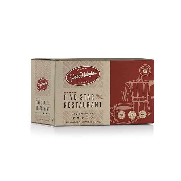 PAPANICHOLAS COFFEE SINGLE SERVE COFFEE CUPS FITS KEURIG K CUP BREWERS, 5-STAR RESTAURANT BLEND, 12 COUNT