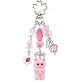 AGEN KGEN Cute Keychain Charms, Fuzzy Cat Decor Gifts for Women Gifts Bags Purses, Y2K Kawaii Bag Charm