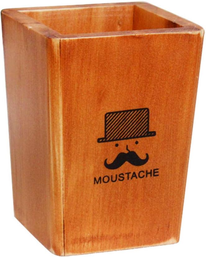 DaoRier Schreibtisch Organizer aus Holz, Retro Bartmuster