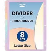 Mr. Pen- Large Write &amp; Erase Tabs Dividers for 3 Ring Binder, 9"x11", 8 pcs, Aesthetic Pastels Binder Divider, Durable Plastic Dividers for 3 Ring Binder for Student, Office, School Supplies