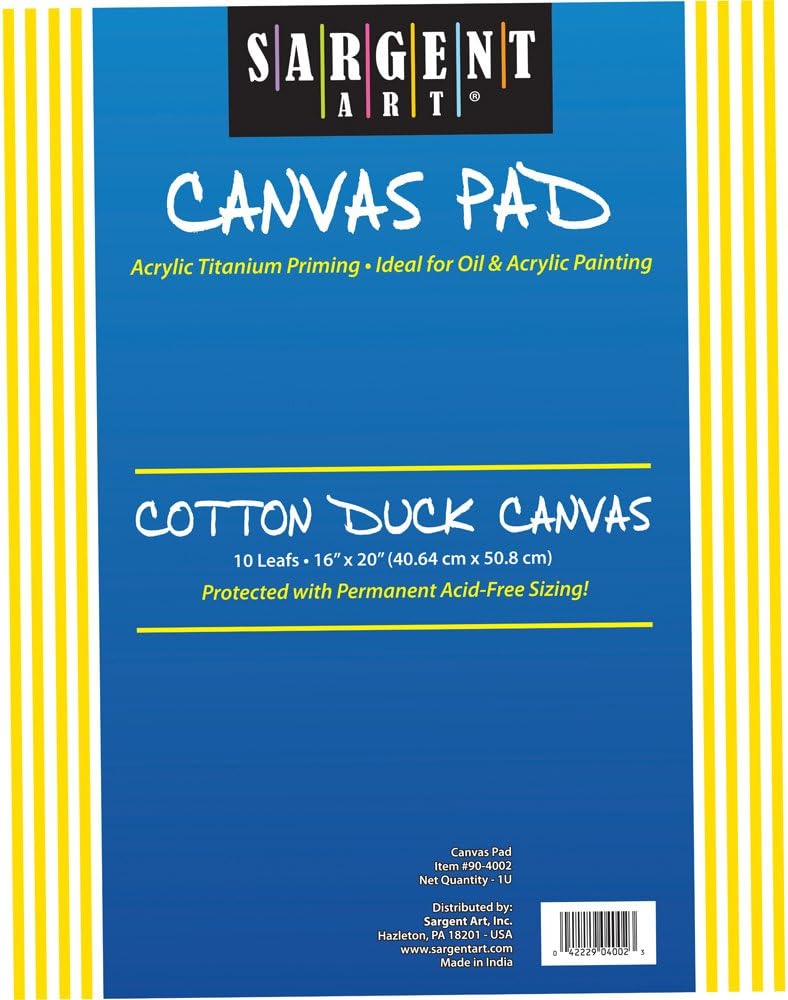 Sargent Art 90-4002 16x20-Inch Canvas Pad, 100% Cotton
