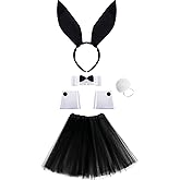 SATINIOR Bunny Costume Set for Women Rabbit Ear Headband Collar Bowtie Cuff Bunny Tail Tutu Skirt for Valentine Cosplay Party