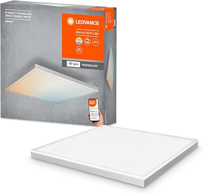 Luze de teto LED inteligente, painel interior com tecnologia WiFi, mudança de cor da luz (3000K-6500K), 300 mm x 300 mm, compatível com Google e Alexa Voice Control, SMART+ WIFI PLANON FRAMELESS