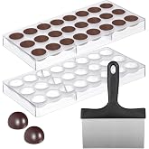 Polycarbonate Chocolate Molds, Chocolate Candy Mold with Chocolate Scraper, Half Ball Chocolate Making Molds for Smoothing Cheese, Cream (A)