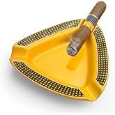 Cigar Ceramic Triangle Ashtray Deep Basin Holds 3 Cigars Durable | Windproof Sturdy Deep Cigars Ashtray for Patio /Outside/Indoor Large Capacity, Elegant Rest for Cigar Lovers