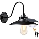 CRIRY Farmhouse Solar Gooseneck Barn Light 1-Pack, Motion Sensor Vintage Outdoor Light for House, Waterproof Dusk to Dawn Ext