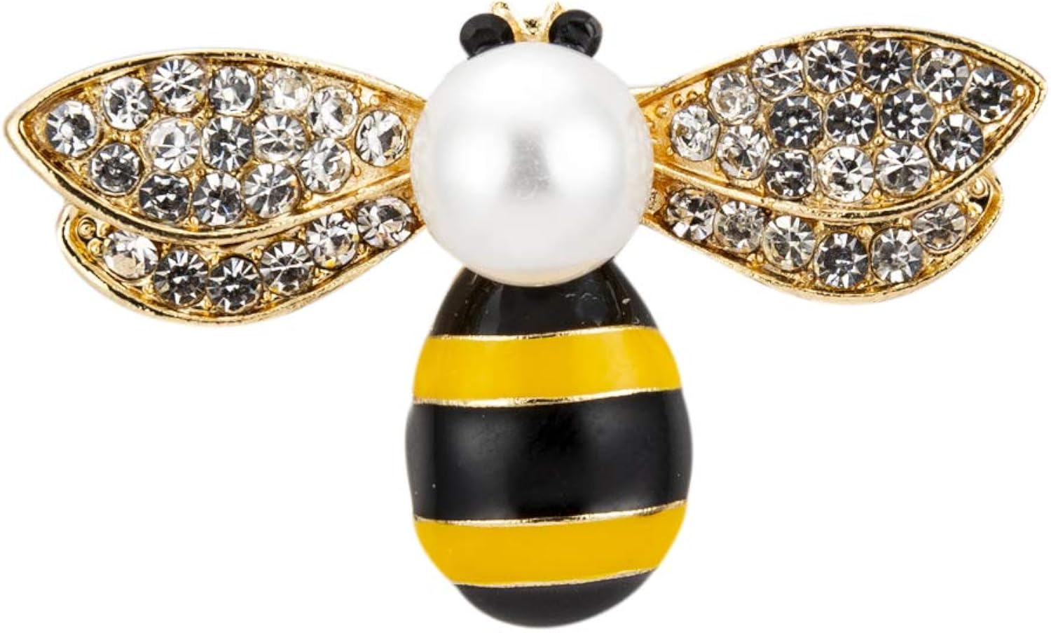Brooch Lapel Pin for Men Black Gold and Yellow bee with Stone and Pearl Top Badge Coat Suit Wedding Gift Party Shirt Collar Accessories