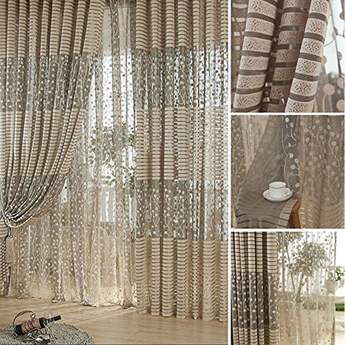 Modern 2pcs Curtains Jacquard Flower Pattern Net Curtains For