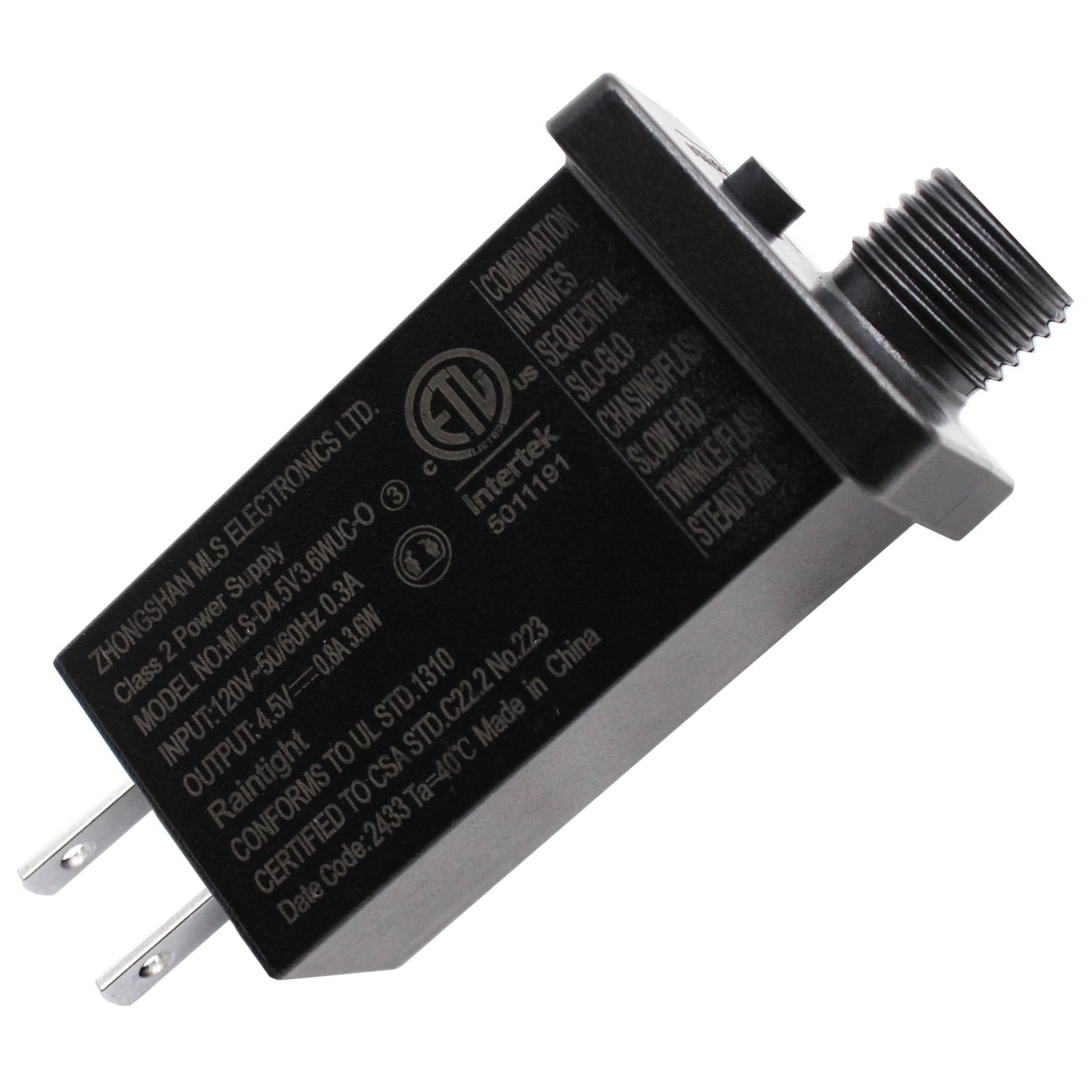 Photo 1 of 4.5V 3.6W LED Power Supply Low Voltage Transformer Class 2 Power Supply Waterproof IP44 Seasonal Use Driver US Plug 8 Modes Adapter for Halloween Christmas String Light, Projector Light, Lawn Lamp