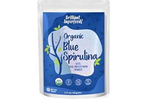 Ellie's Best Organic Blue Spirulina Powder (Phycocyanin Extract) - 60 Servgs - Odorless - Vegan, Non GMO, Gluten-Free, Dairy-