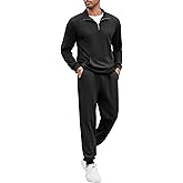COOFANDY Men's Tracksuit 2 Piece Quarter Zip Sweatsuit Sets Casual Athletic Running Jogging Suits