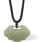 ZHOU LIU FU Jade Pendant Necklace Nephrite Pendants Ruyi Blessing Necklaces Healing Jewelry Adjustable Black Braided Chain for Women Men Mom Daughter Anniversary (65-75cm/25.6-29.5")