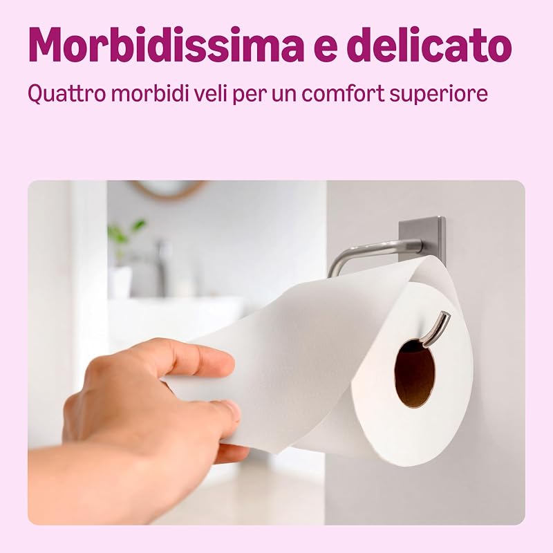 , Carta Igienica Ultra Morbida, 4 Veli, 36 Rotoli (4 Confezioni da 9), 160 Strappi per Rotolo, Certificata FSC