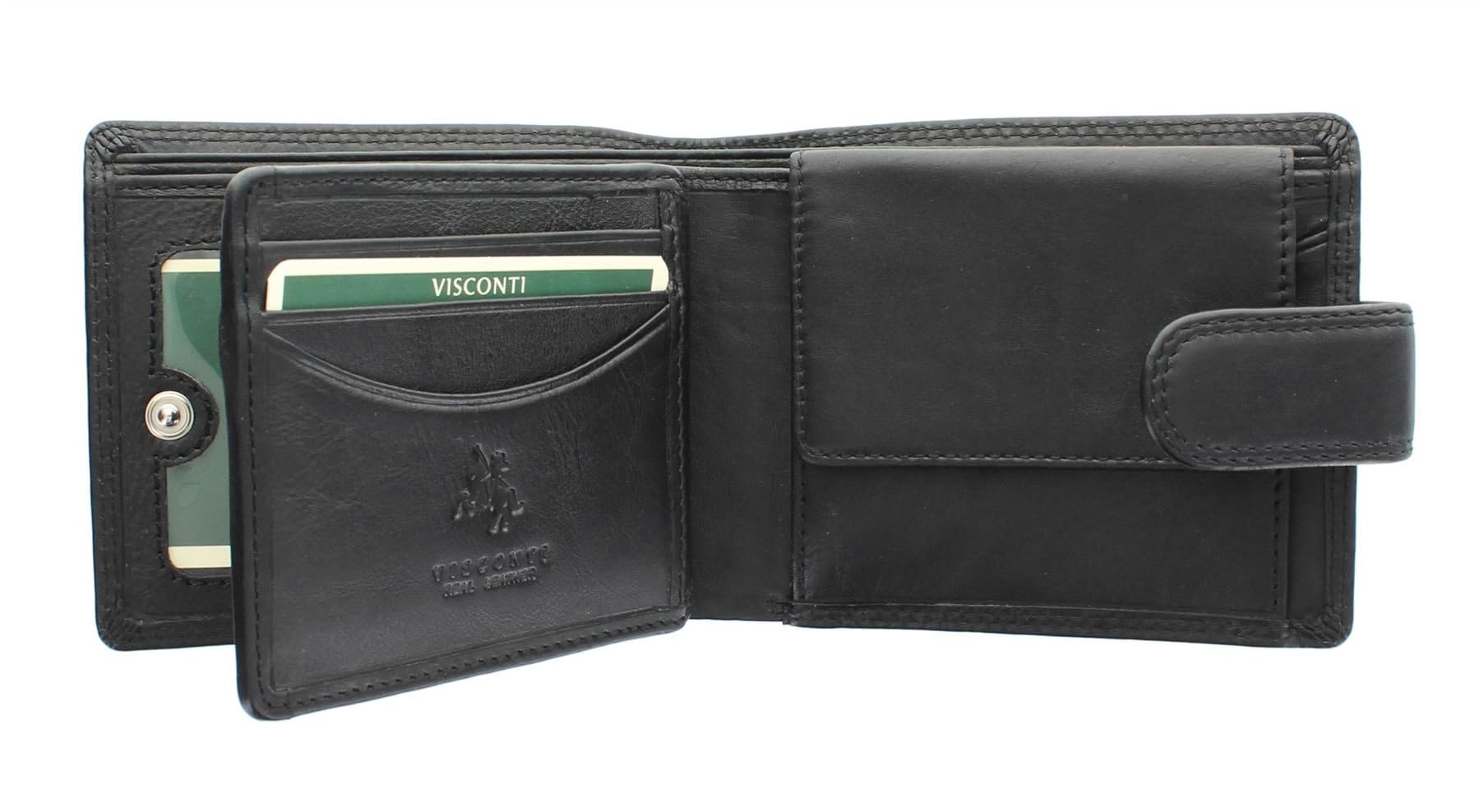 VISCONTI Heritage Collection Knightsbridge Leather Wallet with Tab Closure RFID Blocking HT10 Black
