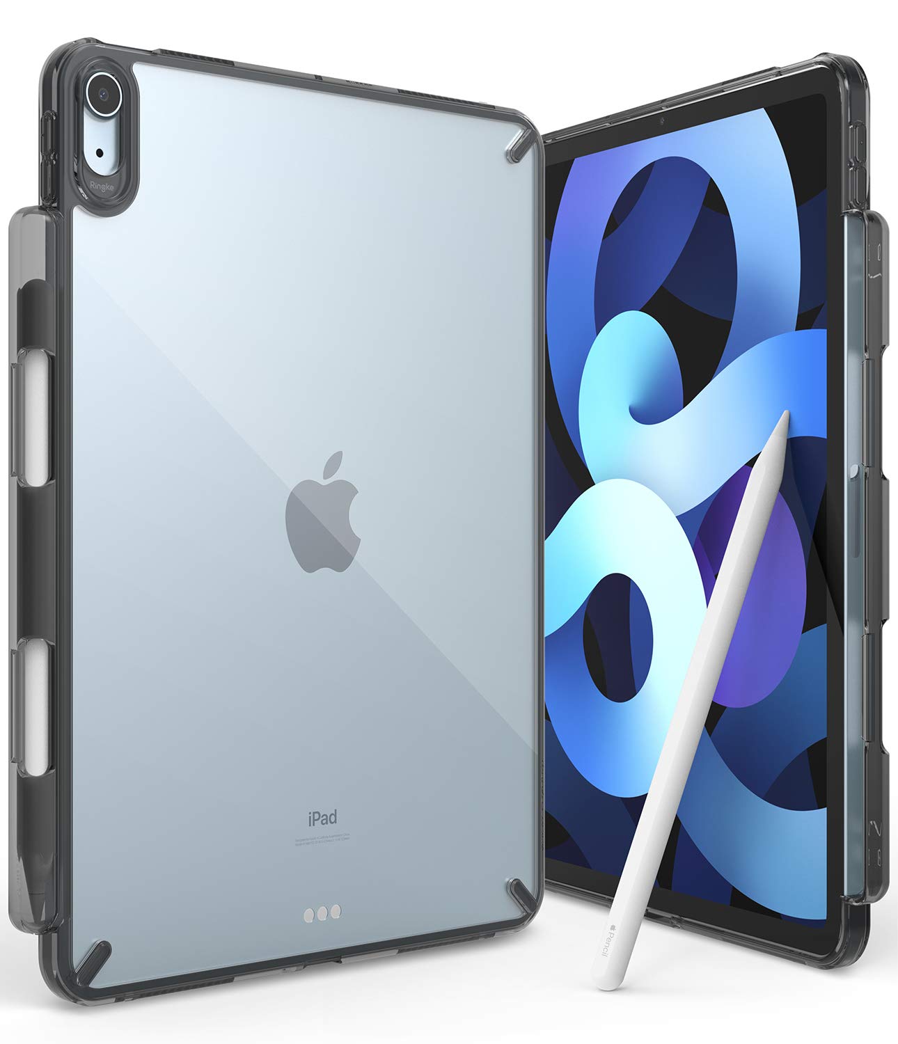 Ringke Fusion for iPad Air 11 inch M4/M3/M2 (2026/2025/2024), iPad Air 5th/4th Generation 10.9 inch (2022/2020) Case, Transparent Hard Back with Pencil Holder - Smoke Black