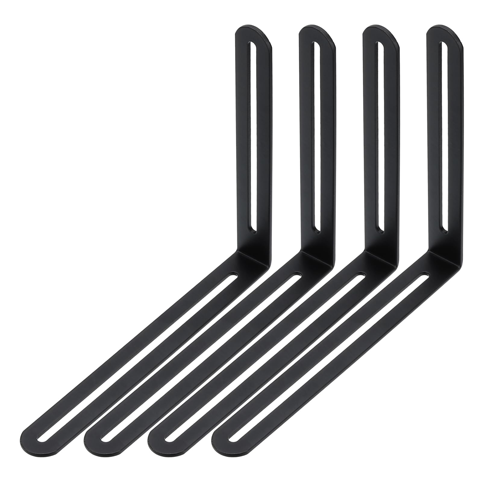 PATIKIL 7 22/25" Adjustable L-Shape Corner Brace with Slot, 4 Pcs Slidable Slotted Joint Right Angle Bracket Metal Corner Connector Bracket for Wood Chair Furniture, Black