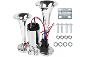 Kqiang 600DB 12V Air Horn with Air Compressor,Dual Trumpets Super Loud Air Horn Kit for SUV Motorcycle Truck Boat Train Speaker