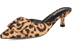 Fericzot Mule Slippers for Women,Slingback Buckle Pumps Pointed Toe Kitten Heels Shoes Slides Backless Dress Sandals