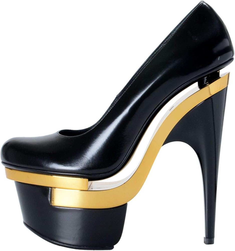 black and gold platform shoes