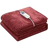Wapaneus Heated Blanket Electric Full Size 72"x84" with 10 Heating Levels 12 Timer Settings and 8 Hours Auto-Shut Off,Flannel Fast-Heating Electric Blanket,ETL Listed Machine Washable，Red
