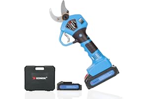 KOMOK Professional Cordless Electric Pruning Shears 1.26 Inch, 21V Battery Powered Tree Branches Pruner Smart Garden Orchard Tools with LED Display