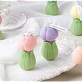 Tulip Flower Shape Scented Healing Candle,70G Flower in Bud Handmade Soy Wax Aroma Decorative Candle for Table Photo Prop Birthday,Prefect Gift for Meditation Stress Relief Mood Boosting Bath (Pink)