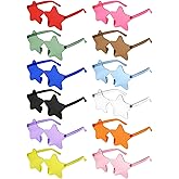 NACHLYNN 12 Pcs Transparent Sunglasses Multicolor Rimless Star Shaped Sunglasses Pentagram Glasses for Costumes Cosplay