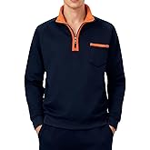 Wirltte Mens Quarter Zip Pullover Sweatshirt Long Sleeve Casual Warm Fleece Stand Collar Sweatshirts for Men