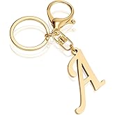 XGALBLA Cute Gold/Silver/Black Letter A-Z Keychain for Women Bag Charms for Handbags Stainless Steel Initial Letter Keychain