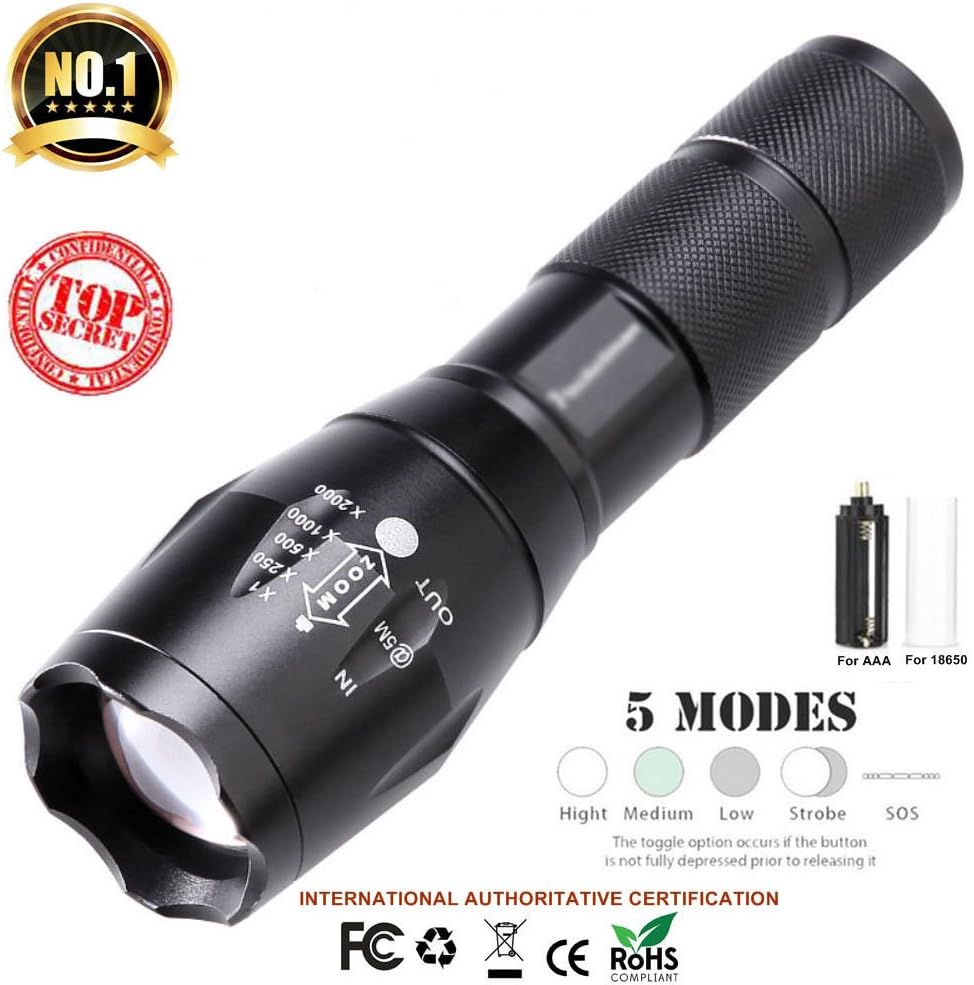 50000lm T6 Flashlight Tactical Military LED Rechargeable Torch Outdoor Portable