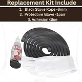 Vitcas 8mm Black Stove Fire Rope Replacement Kit Adhesive Protective Gloves view 2
