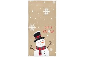 Pfrewn Farmhouse Snowman Let It Snow Hand Towels for Bathroom Christmas Winter Kitchen Dish Hanging Towels Multipurpose for Shower Guest Towel Merry Xmas Holiday 16x30 in