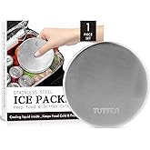 Tuffen Small Ice Packs for Lunch Boxes, Stainless Steel Round Cold Packs for Cooler, Reusable Long Lasting Freezer Packs, Multi Use Cooler Accessories for Camping and Pain Relief (1 Pack)