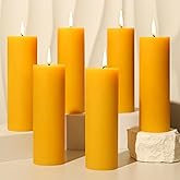 6 Pack Natural Beeswax Pillar Candles 2x6in,360 Hours Long Burning Unscented Beeswax Candles,100% Pure Bees Wax Candles for Home,Emergency,Dripless Pillar Candle Bulk