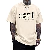 Wedsadl God is Good Shirt Christian Jesus Cross T Shirts for Men Religious Faith Inspirational Vintage Oversized Graphic Tees