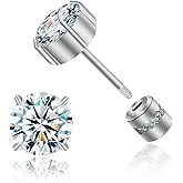 Hopply Hypoallergenic G23 Pure Titanium Earrings, 20G Implant Grade Flatback 5A Cubic Zirconia Earrings Studs, Suitable for Women Men Sensitive Ears Jewelry Gift