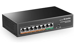 MokerLink 8 Port PoE Switch with 6 PoE+ Port, 2 Uplink, 100Mbps, 78W AI Detection IEEE802.3af/at, Fanless Metal Plug & Play Network Switch