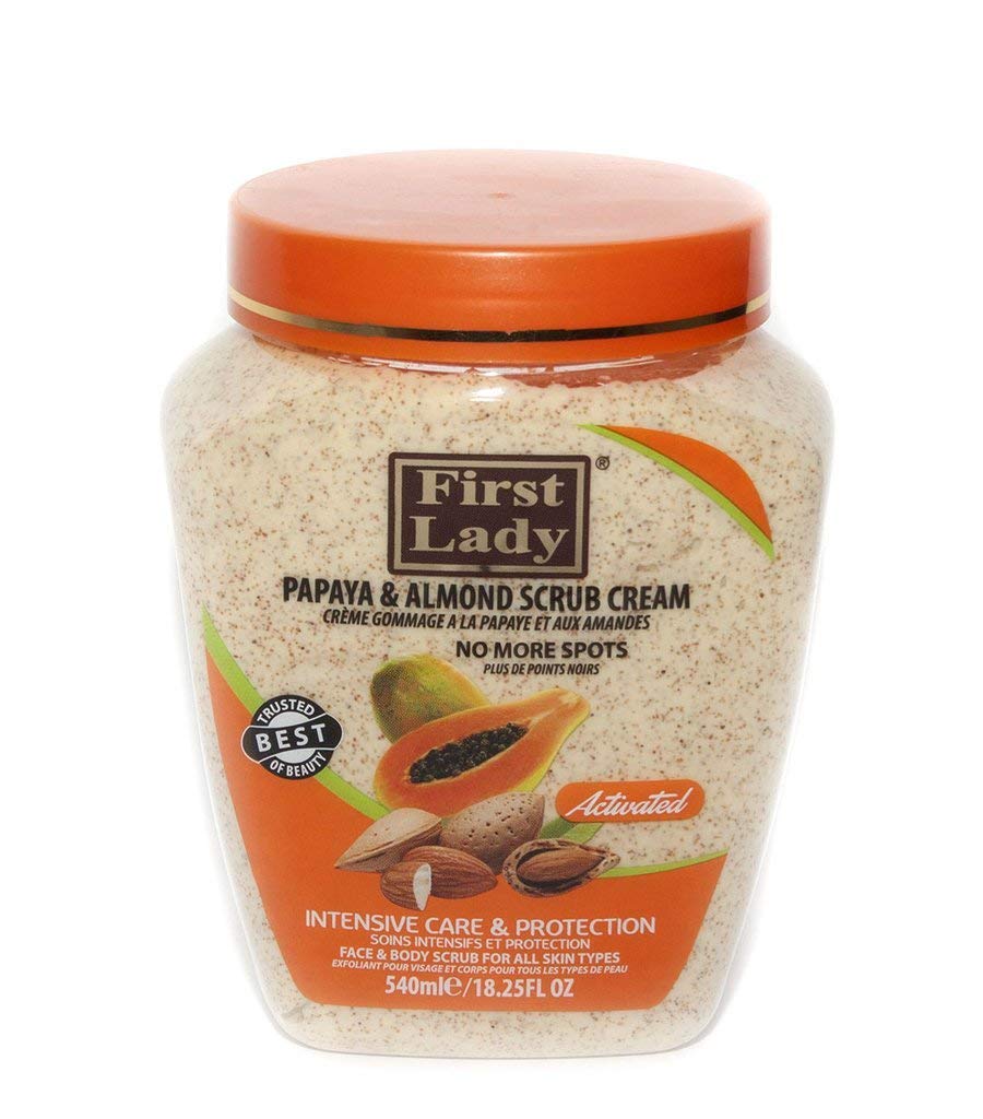 First Lady Activated Papaya & Almond Scrub Cream 540ml No more spots Face & Body + First