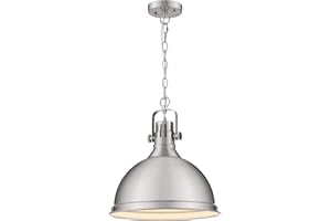 Emliviar 14 inch Pendant Lighting, Modern Metal Cage Hanging Light for Kitchen, Brushed Nickel Finish, 4054L BN