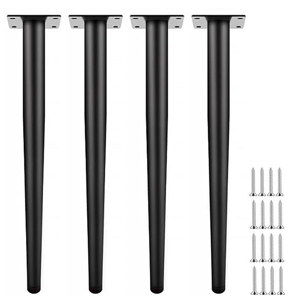 LIANJINGDENG 28 INCH ADJUSTABLE METAL TABLE LEGS, HEAVY DUTY OFFICE DESK LEGS, SET OF 4, INDUSTRIAL FURNITURE LEGS FOR DINING TABLE, WORKBENCH, COUNTER HEIGHT