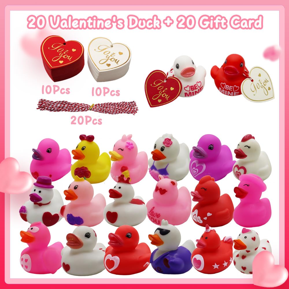 Valentines Day Party Favors 20 Set Rubber Ducks Bath Toys Assorted ...