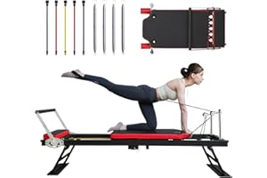 JIRTEMOT Pilates Reformer, Foldable Pilates Machine for Home Use, with Resistance Springs and Cords, Pilates Equipment Suitable for Beginners, Supporting Up to 300 lbs