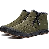 LIOERDIWE Men's Snow Boots Waterproof Winter Boots Fur Lined Warm Comfortable Slip on Outdoor Men Snow Shoes Zipper Ankle Boot