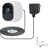 Taken 30ft Charging Cable, Quick Charge Power Adapter, Waterproof Outdoor/Indoor Charging Adapter & Power Extension Cord for Arlo Pro & Pro 2, Arlo Go, Other Smart Security Home Camera, 1 Set, Black