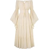 Scarlet Darkness Renaissance Dress Women Long Sleeve Off The Shoulder Dress Flowy Maxi Dresses