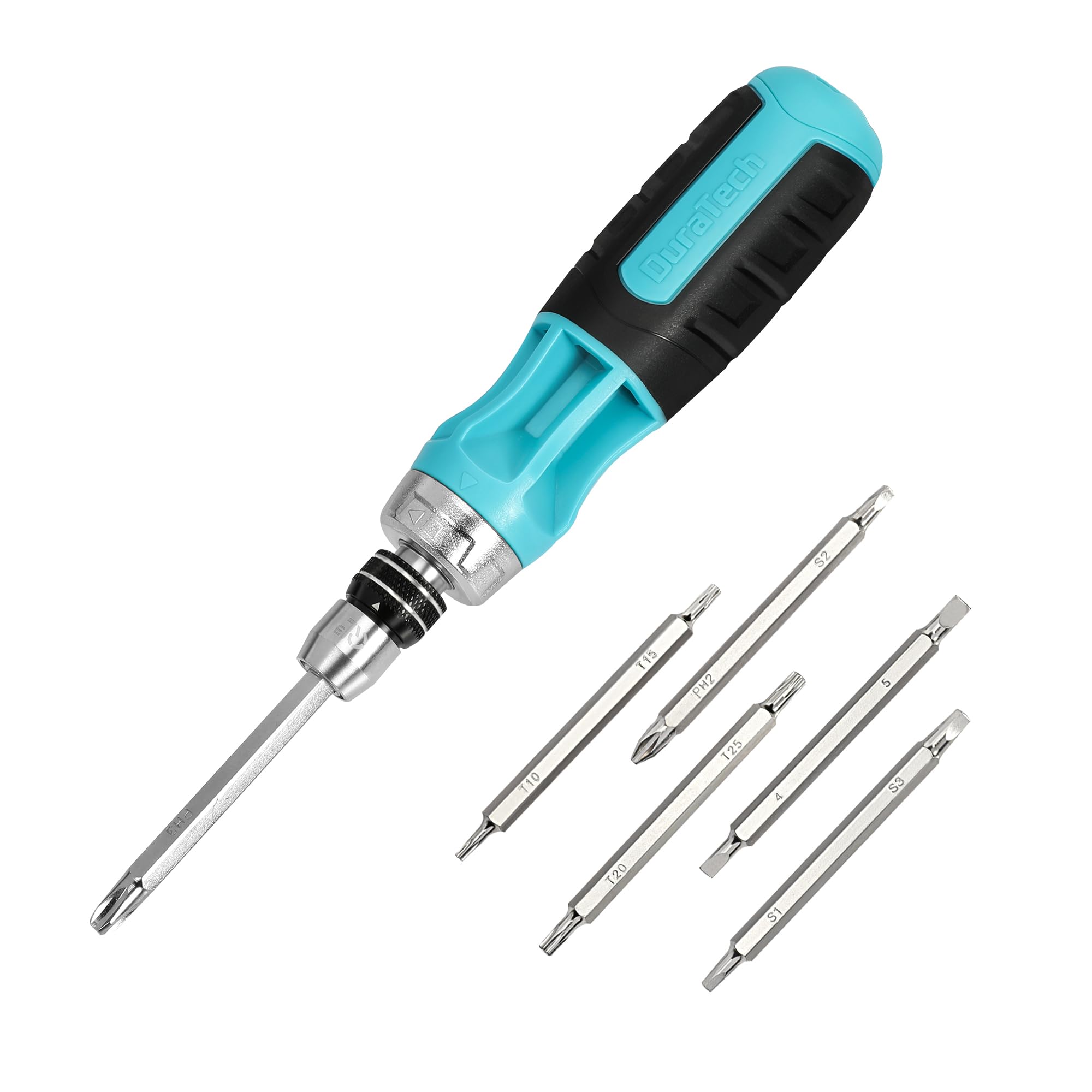 DURATECH Ratchet Screwdriver, 12-in-1 Multi-Bit Ratcheting Screwdriver Set with Quick-Load Mechanism, All in One Screwdriver with Premium S2 Bits(Phillips/Slotted/Torx)