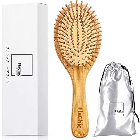 Amazon 美容スタイリスト監修 Flachic 2個セット ヘアブラシ 大 くし ヘアケア 高級 竹製櫛 パドルブラシ 頭皮マッサージ 静電気防止 薄毛改善 Flachic ヘアブラシ 通販