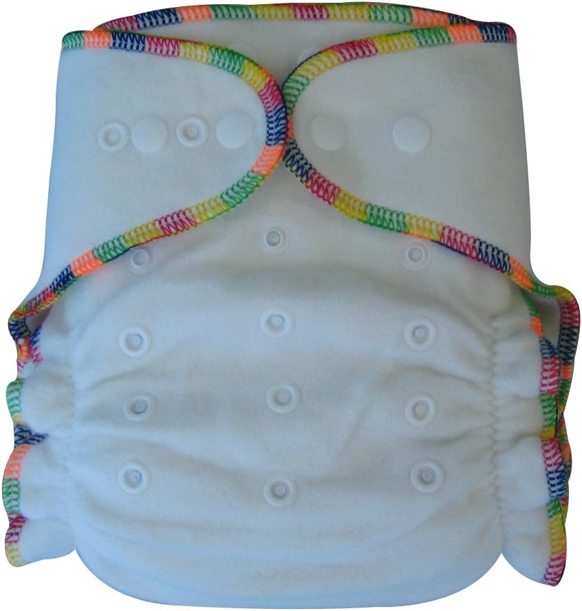 Fitted Cloth Diaper: Overnight Diaper with 2 Cotton Bamboo Inserts, One Size with Snap Buttons