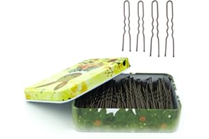 MAORULU 200pcs U Shaped Hair Pins Brown with Cute Case, Hairpins for Buns, Premium Bobby Pins for Kids, Girls and Women, Great for All Hair Types(2.4 & 2 Inch) (Brown)